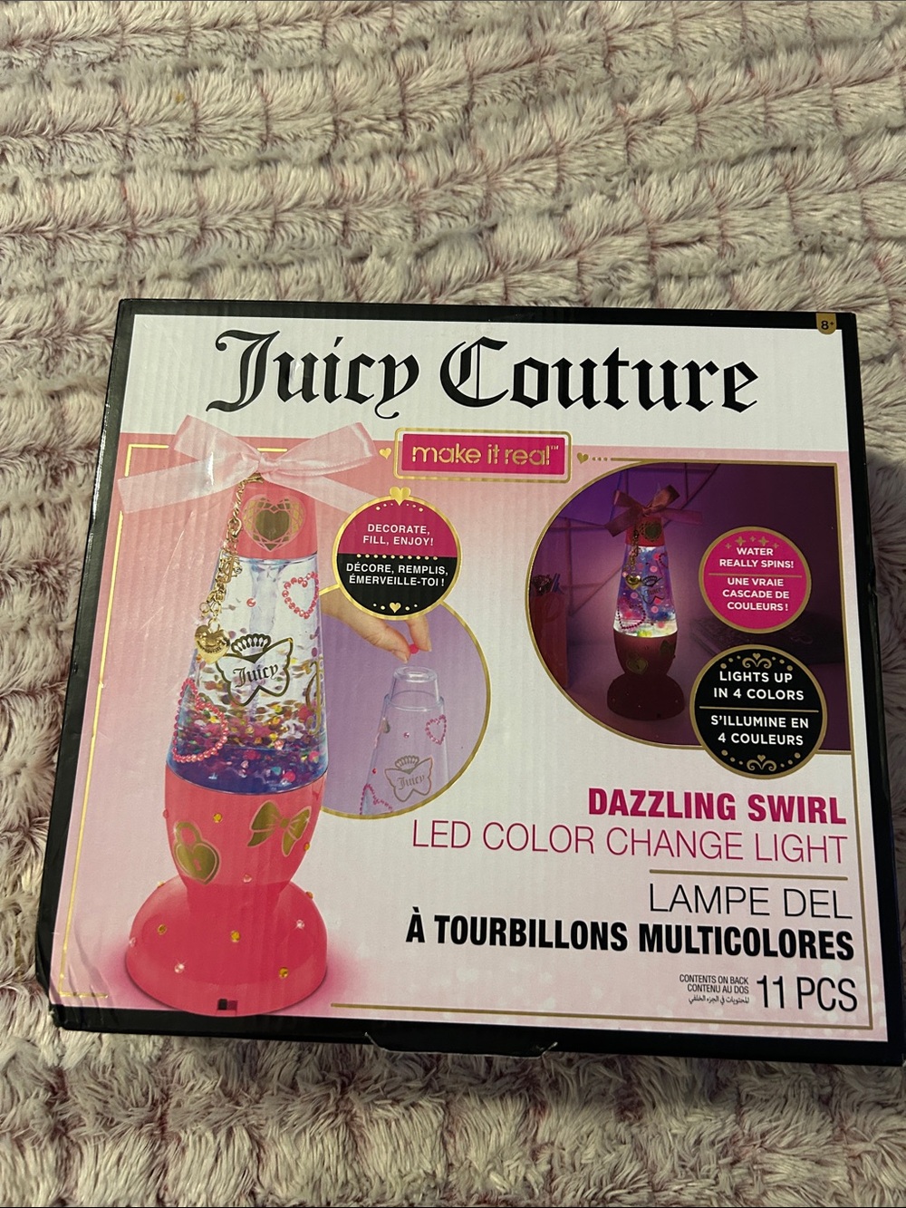 Juicy Couture Pink Glitter Swirl LED Color Change Party Light